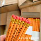6181 Hexagonal Yellow Rod Children's Pencil with Eraser Hb Children's Leather Head Pencil Yellow Rod Student Pencil