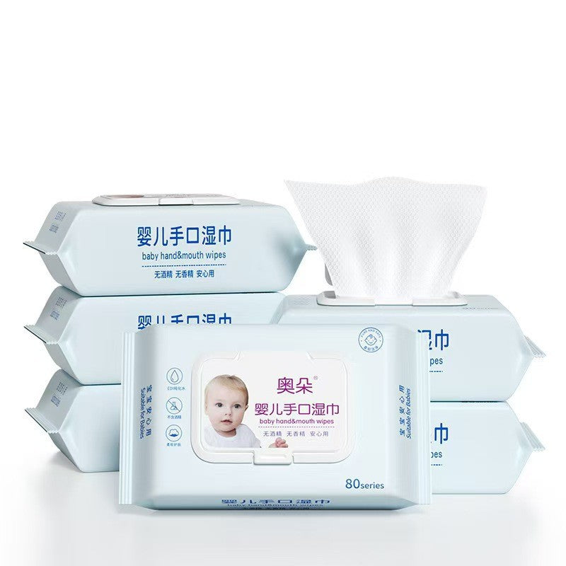 Baby Wipes 80-Pack Large Pack, Extra Thick, for Newborns, Household Use, Economical Pack, Individually Wrapped, for Wiping Buttocks