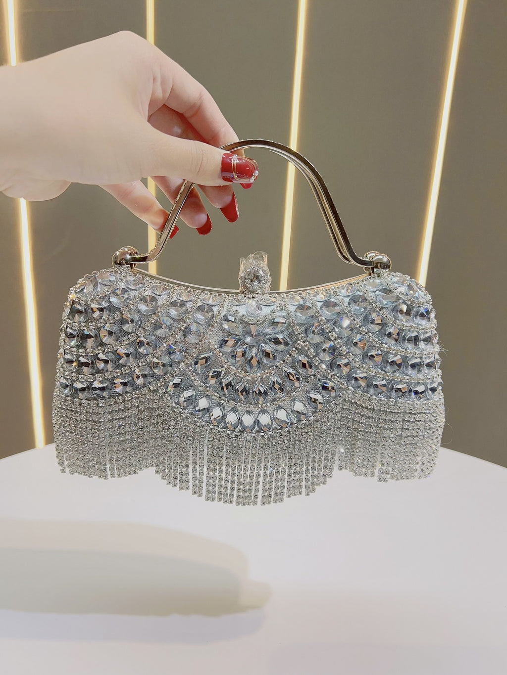 New Cross-border Diamond Clutch Bag Tassel Evening Bag Birthday Wedding Banquet Shoulder Crossbody Dinner Bag