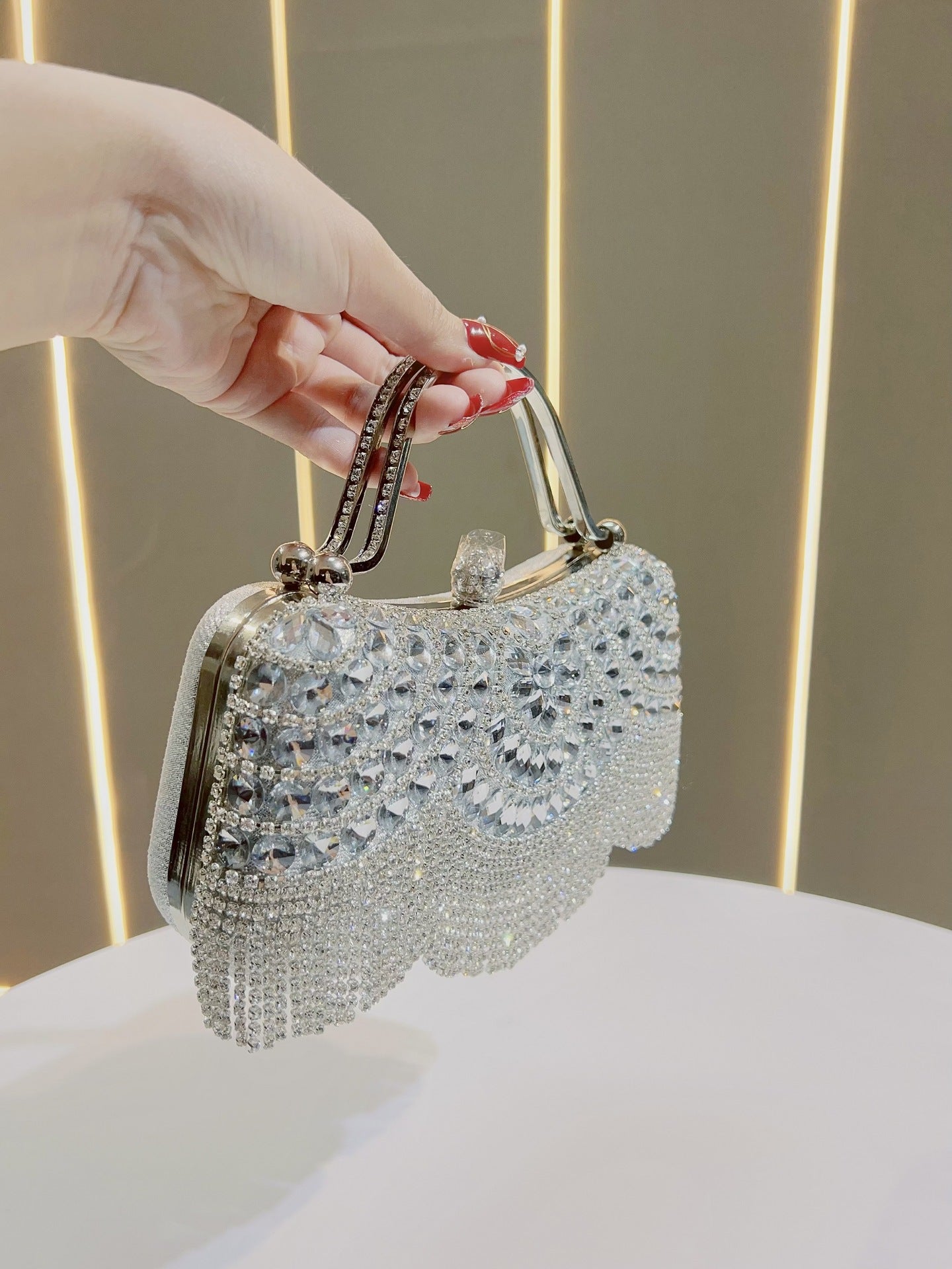 New Cross-border Diamond Clutch Bag Tassel Evening Bag Birthday Wedding Banquet Shoulder Crossbody Dinner Bag