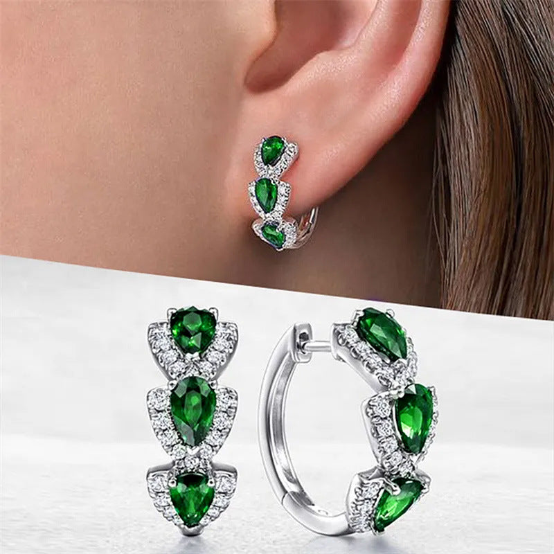 Cao Shi Klein Blue New Zircon Earrings European and American Elegant Lady Accessories Retro Magazine Style Earrings
