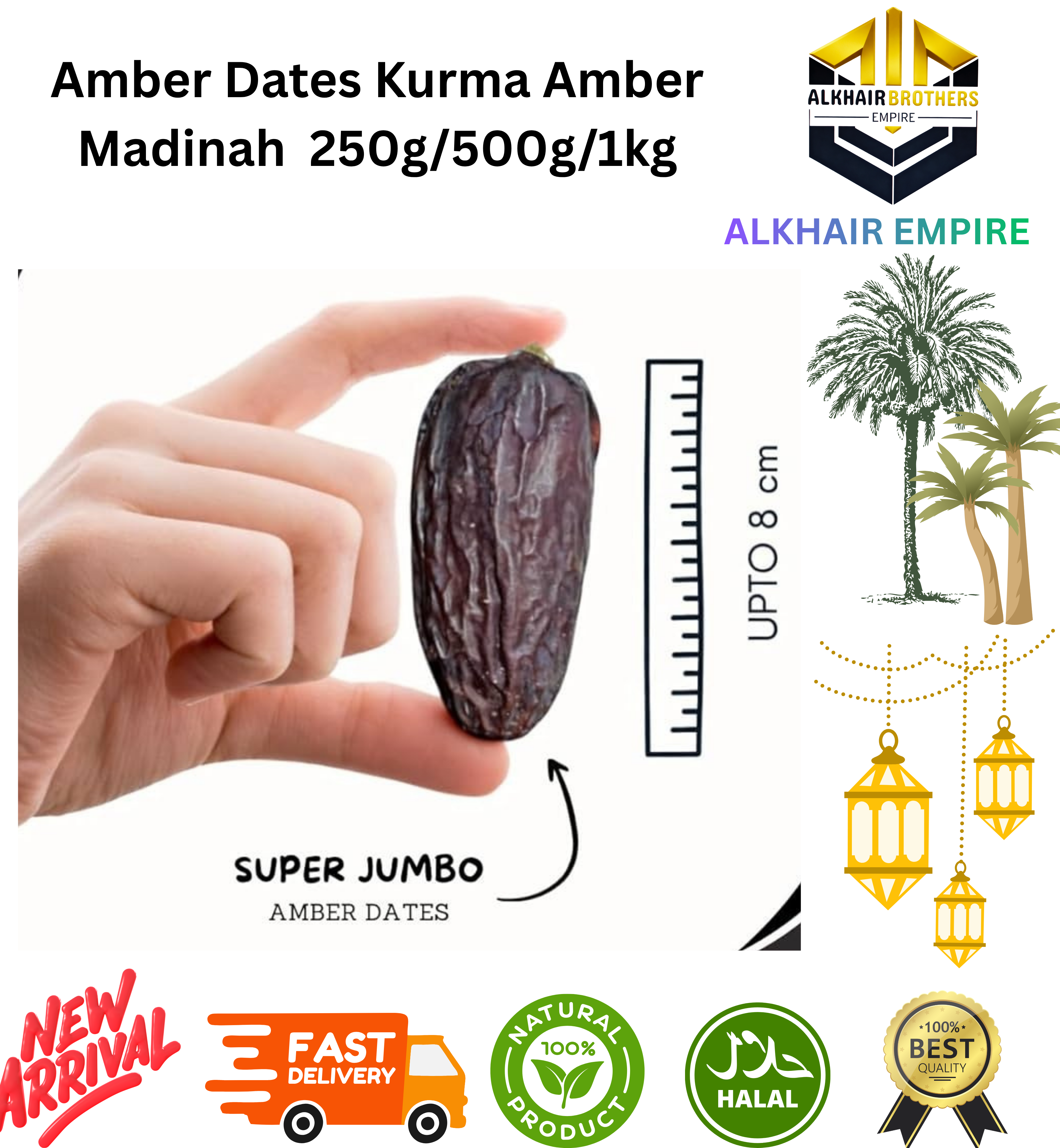 Amber Dates Kurma Amber Madinah  250g/500g/1kg