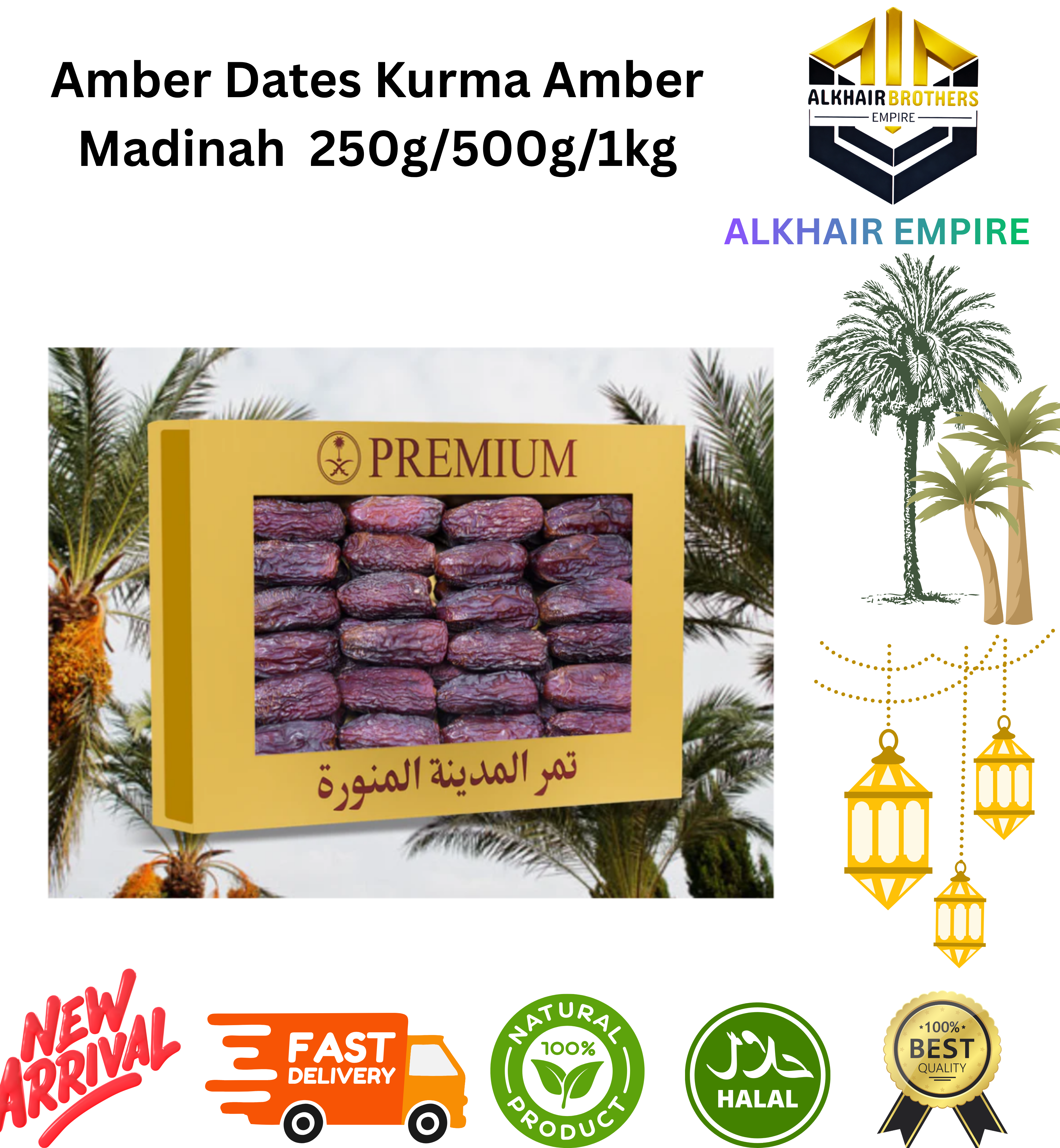 Amber Dates Kurma Amber Madinah  250g/500g/1kg