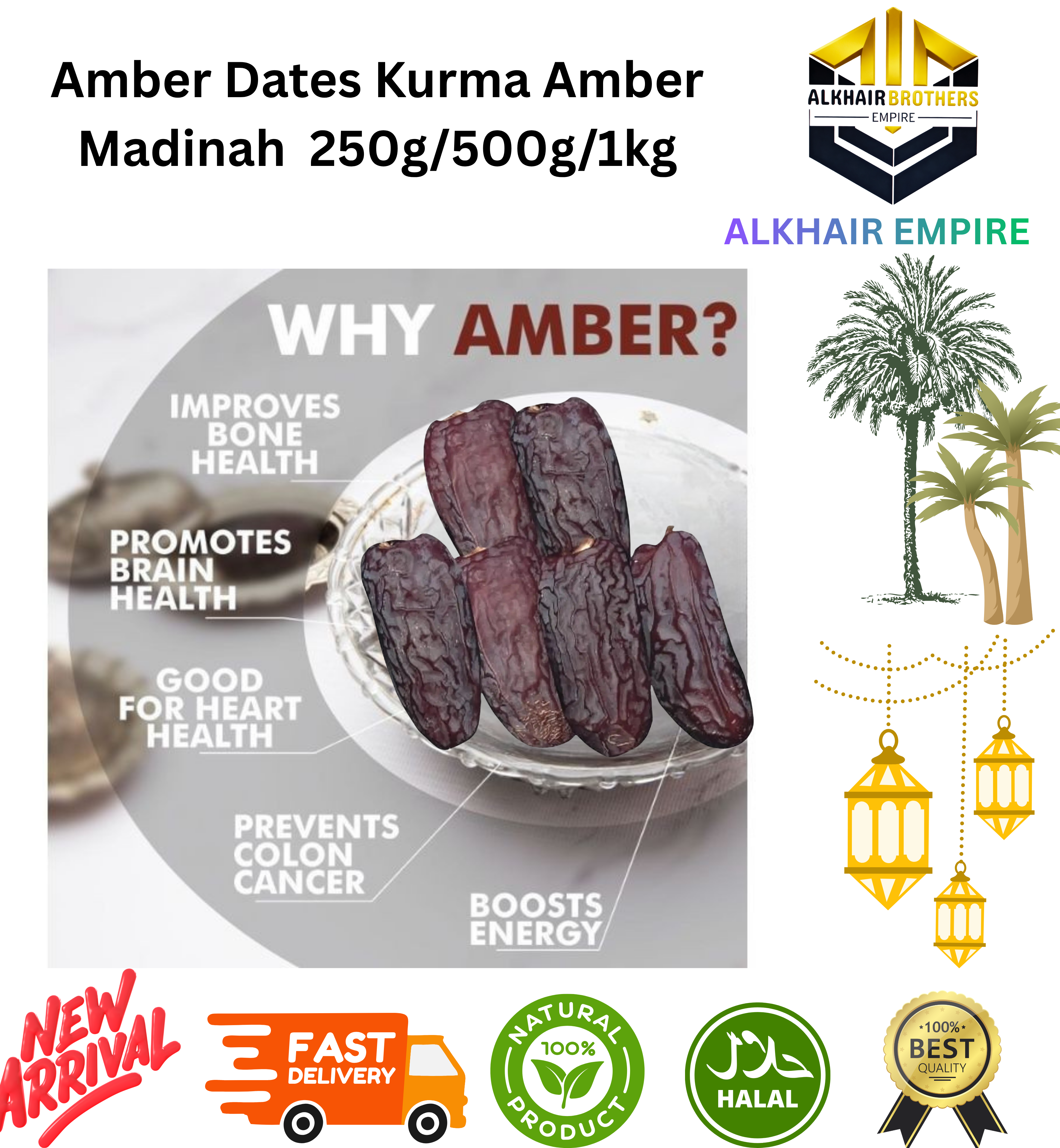 Amber Dates Kurma Amber Madinah  250g/500g/1kg