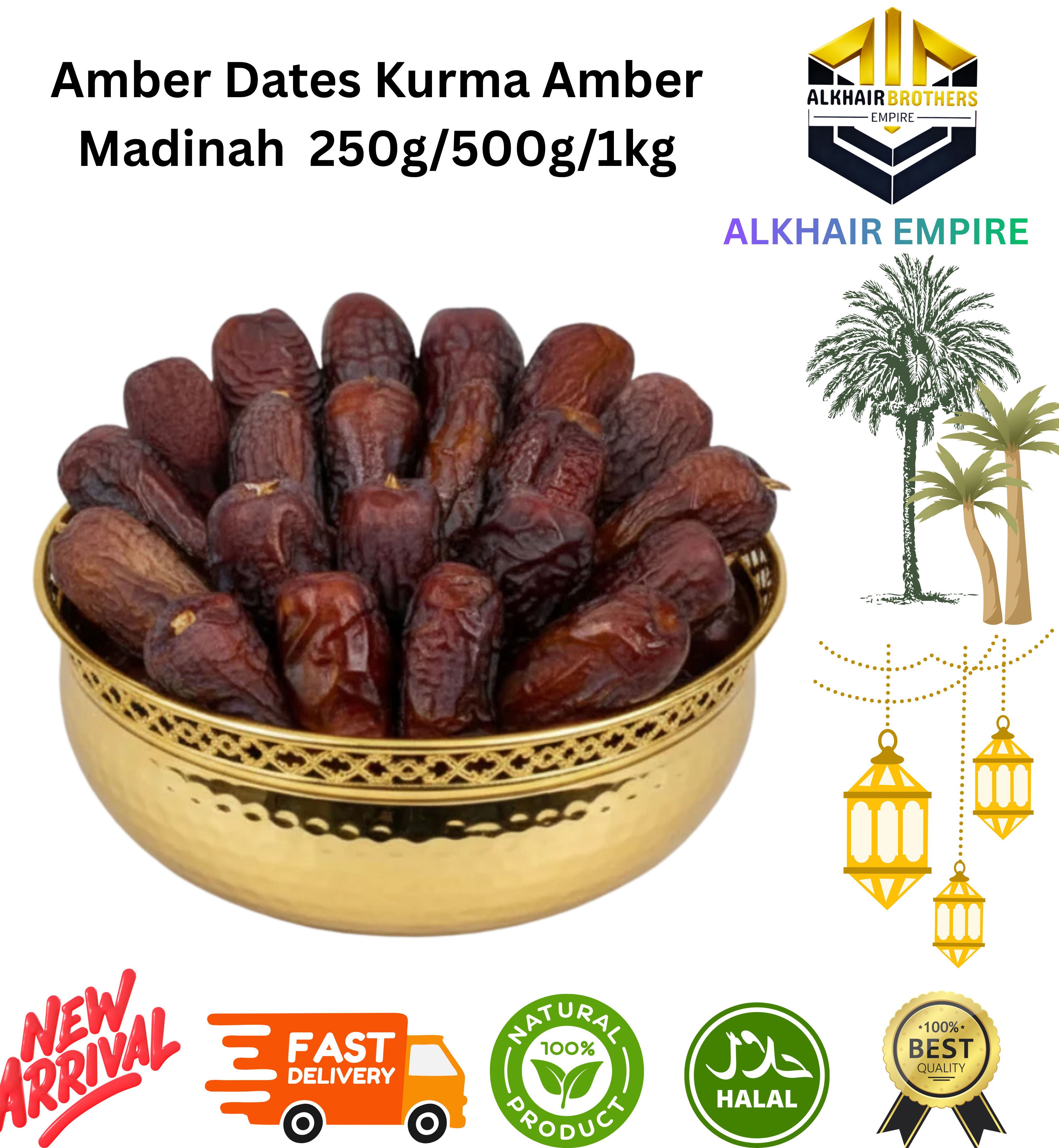 Amber Dates Kurma Amber Madinah  250g/500g/1kg