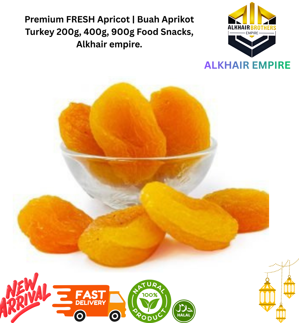 Premium FRESH DRIED APRICOT | Buah Aprikot Turkey 200g, 400g, 900g Food Snacks, Alkhair empire.