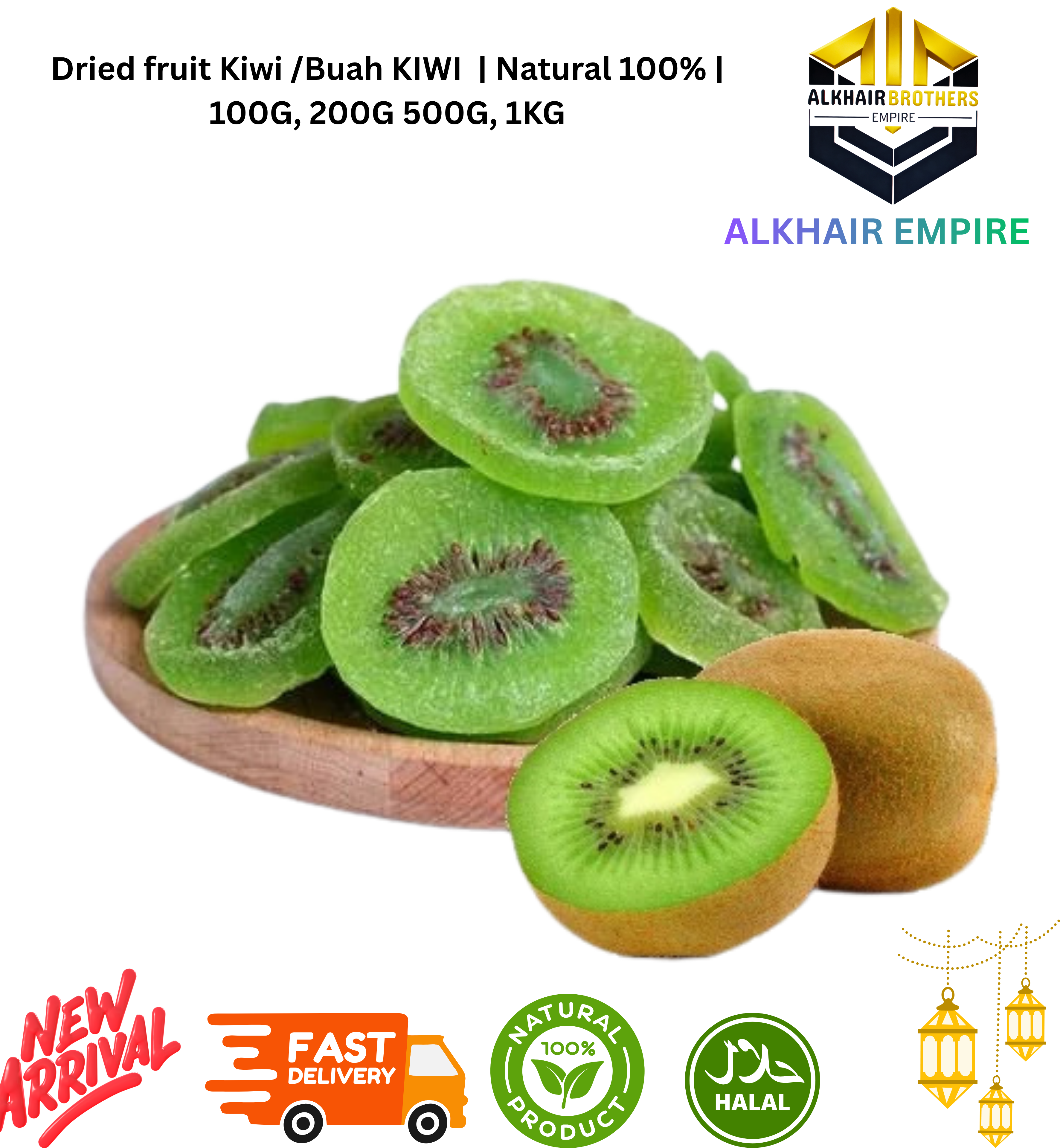 Dried fruit Kiwi /Buah KIWI  | Natural 100% | 100G, 200G 500G, 1KG