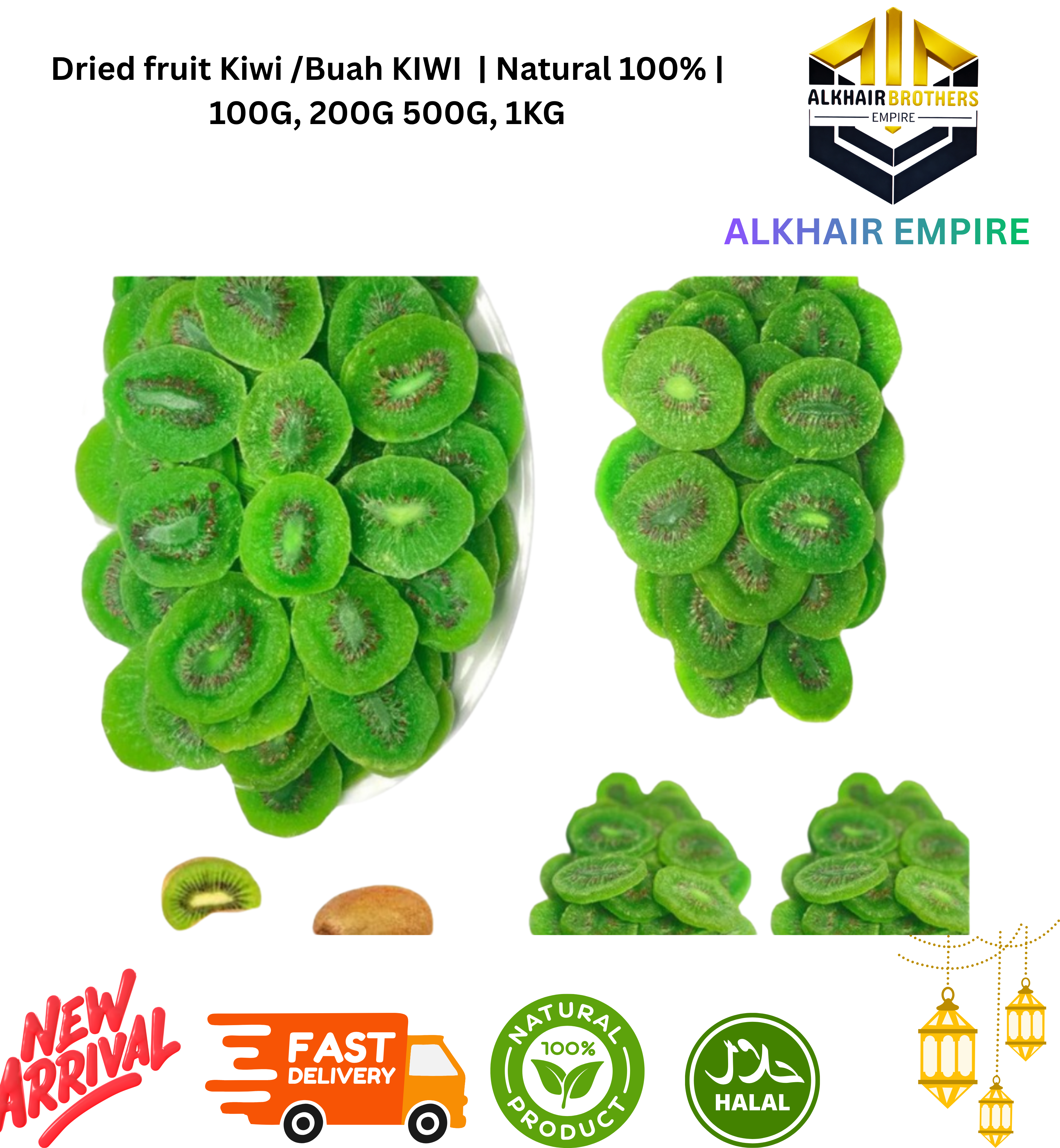 Dried fruit Kiwi /Buah KIWI  | Natural 100% | 100G, 200G 500G, 1KG