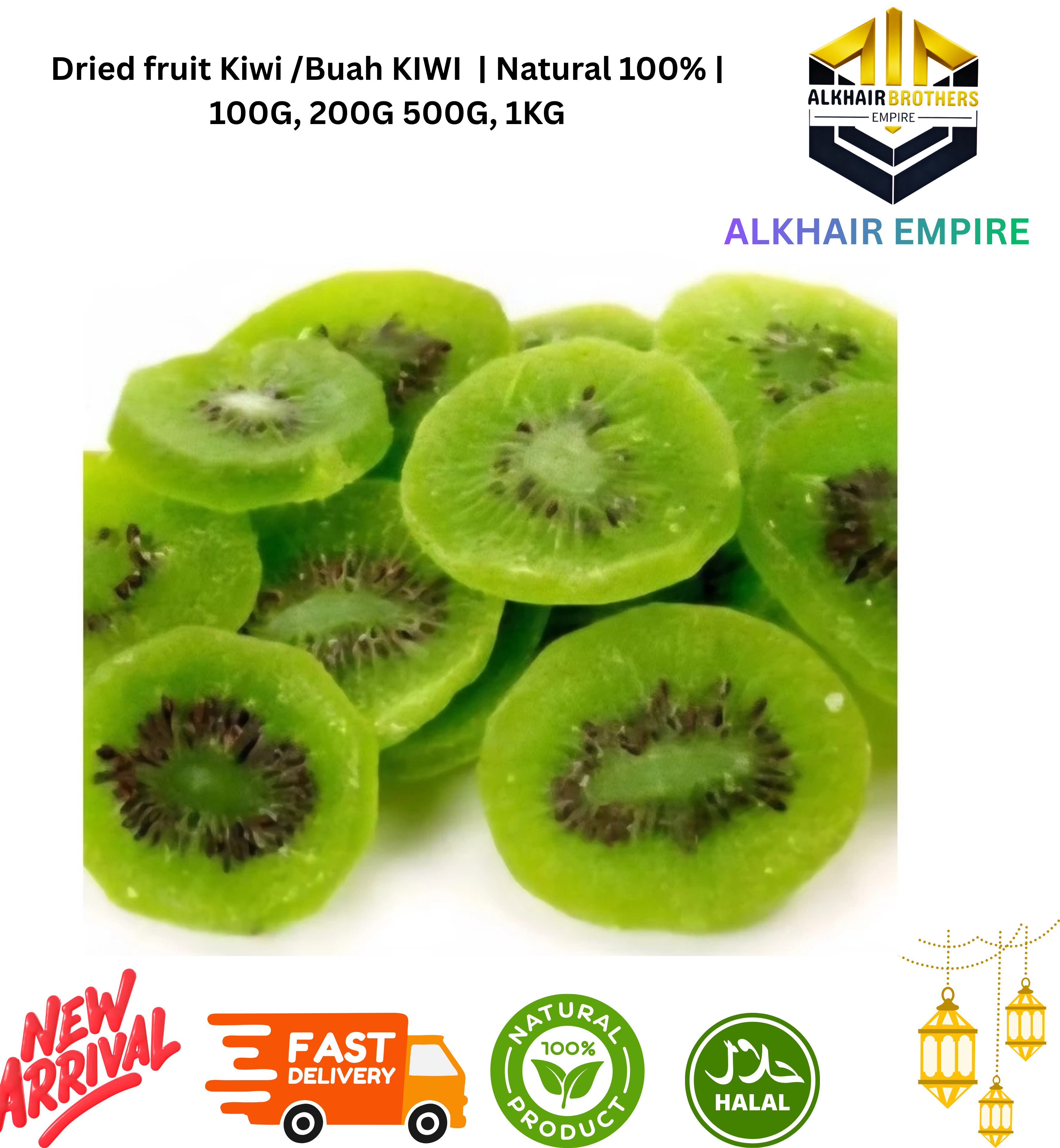 Dried fruit Kiwi /Buah KIWI  | Natural 100% | 100G, 200G 500G, 1KG
