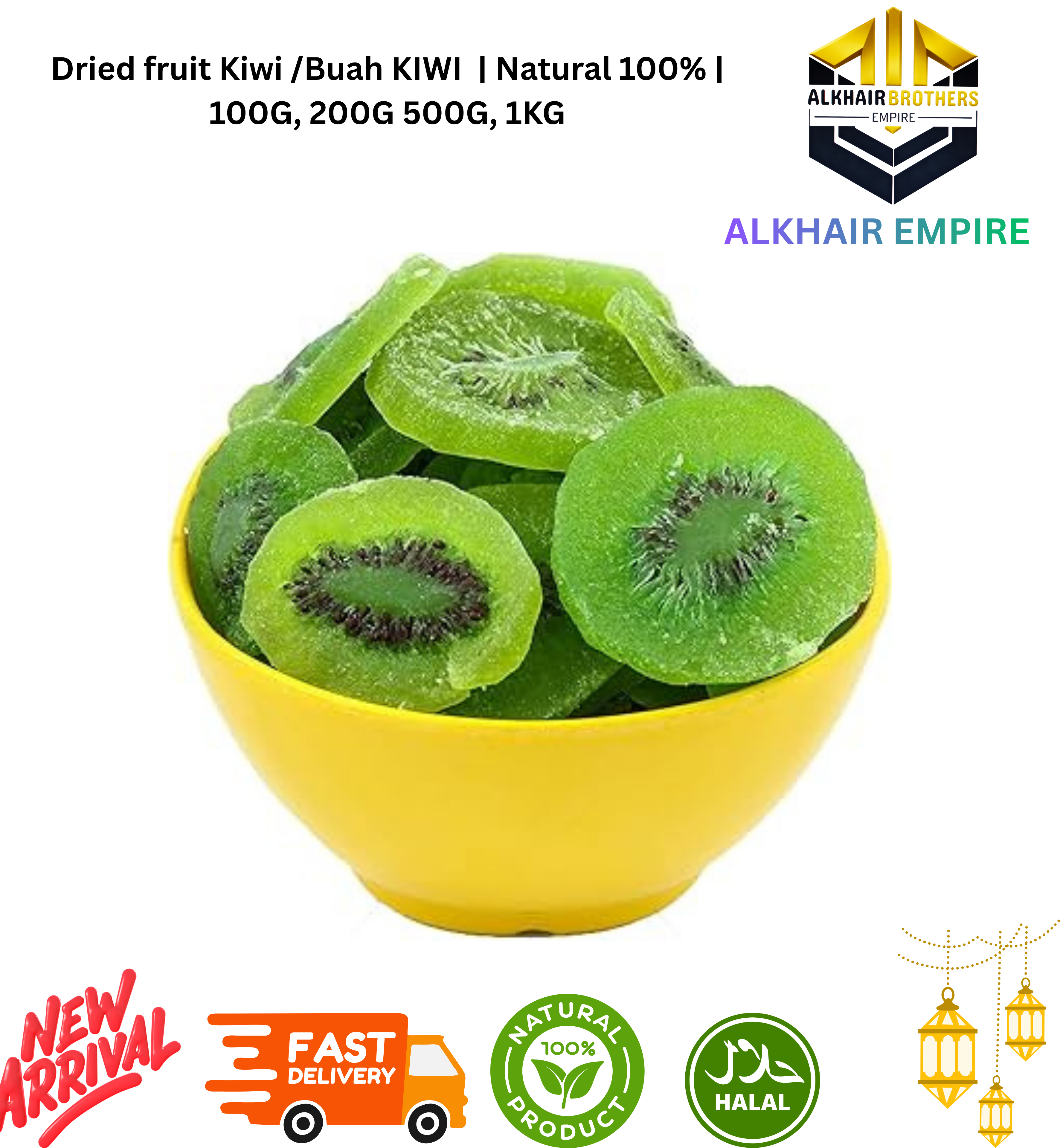 Dried fruit Kiwi /Buah KIWI  | Natural 100% | 100G, 200G 500G, 1KG