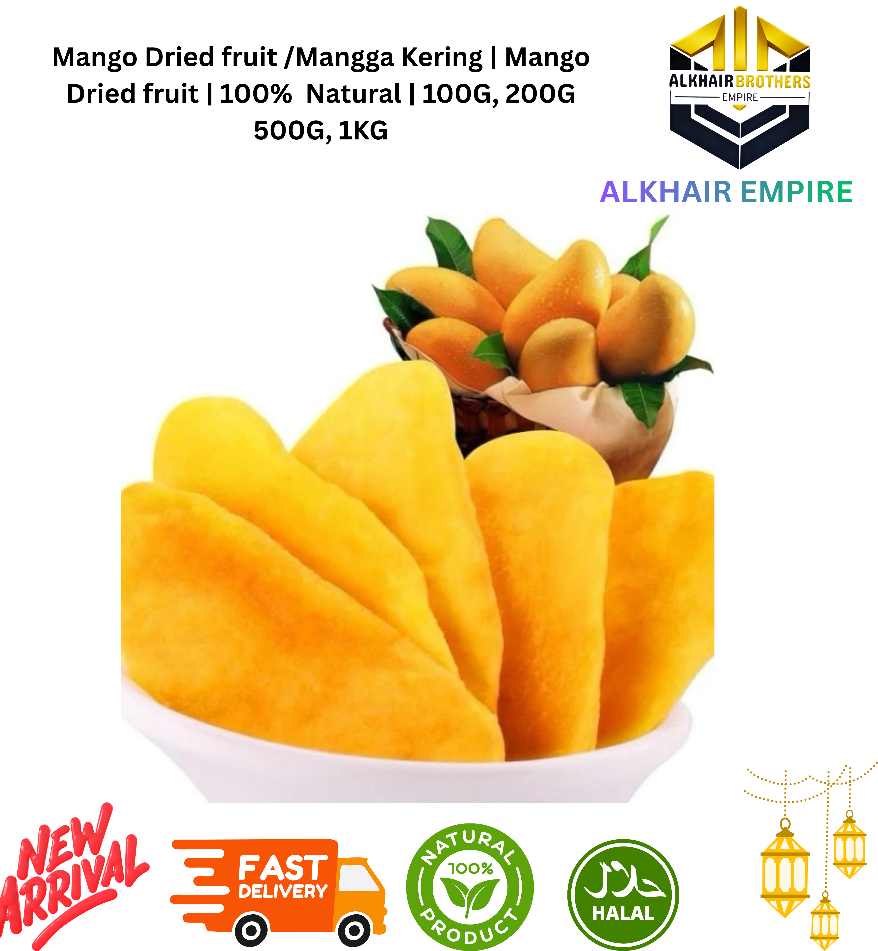 Mango Dried fruit /Mangga Kering | Mango Dried fruit | 100%  Natural | 100G, 200G 500G, 1KG