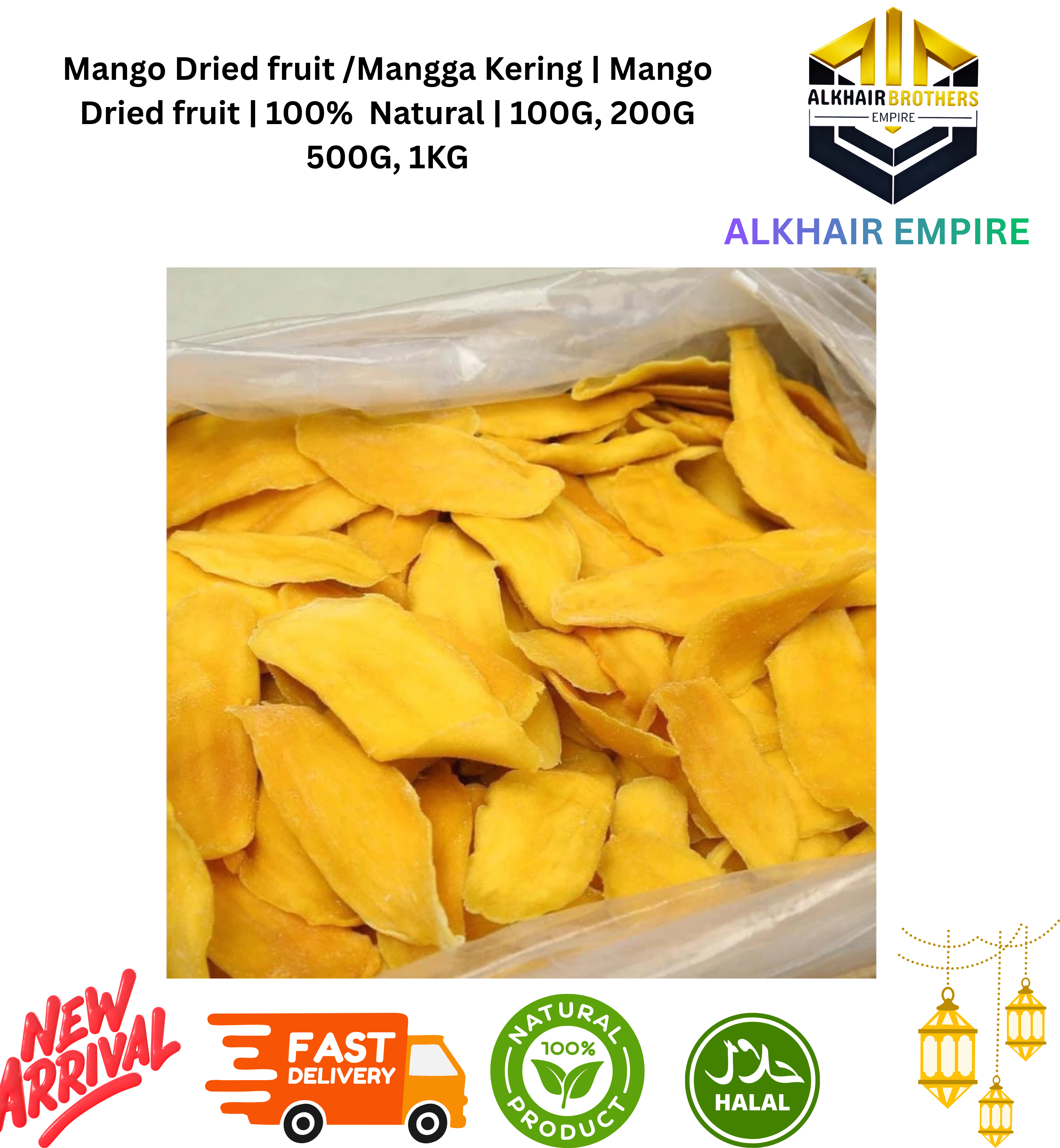 Mango Dried fruit /Mangga Kering | Mango Dried fruit | 100%  Natural | 100G, 200G 500G, 1KG