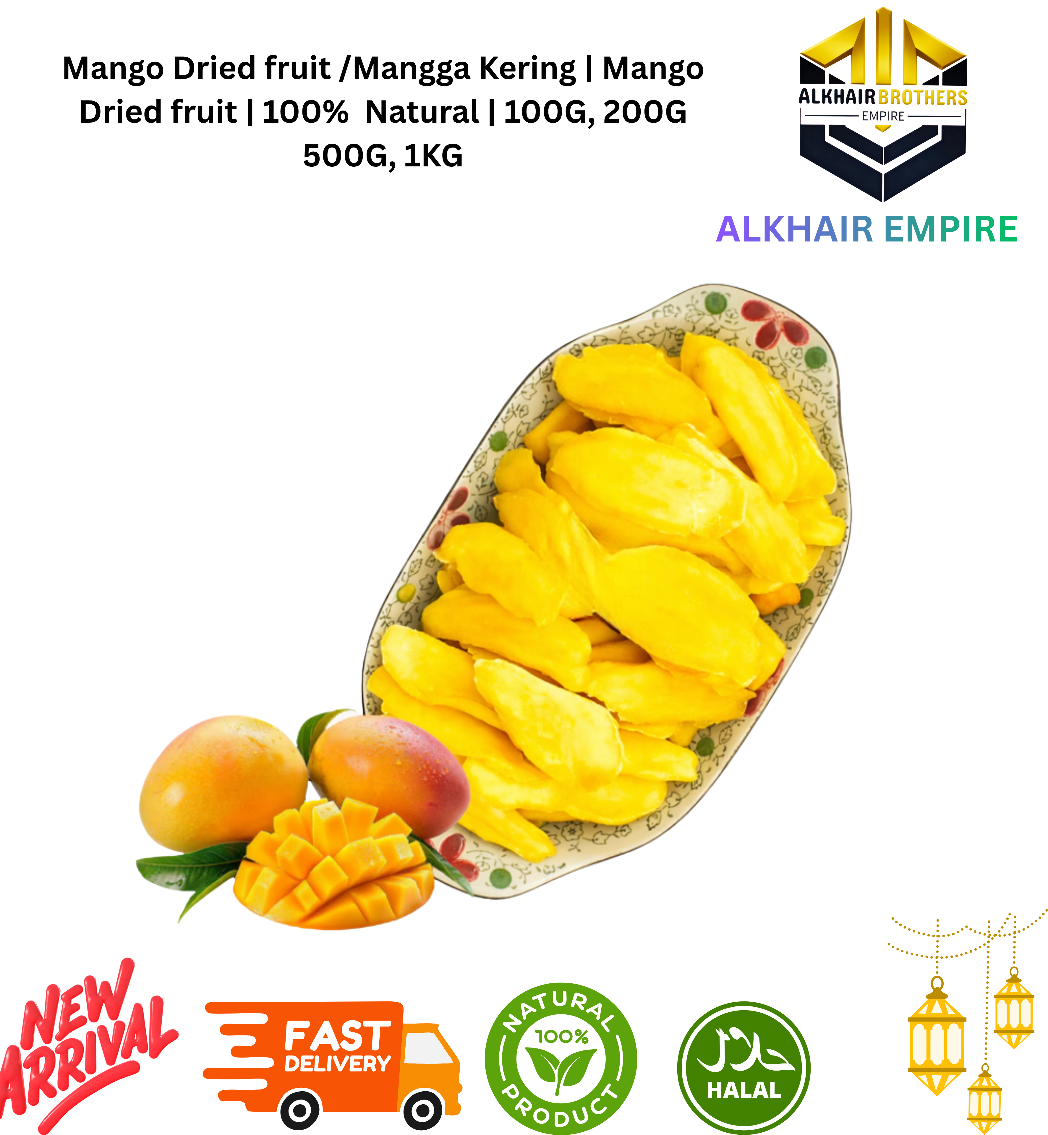 Mango Dried fruit /Mangga Kering | Mango Dried fruit | 100%  Natural | 100G, 200G 500G, 1KG