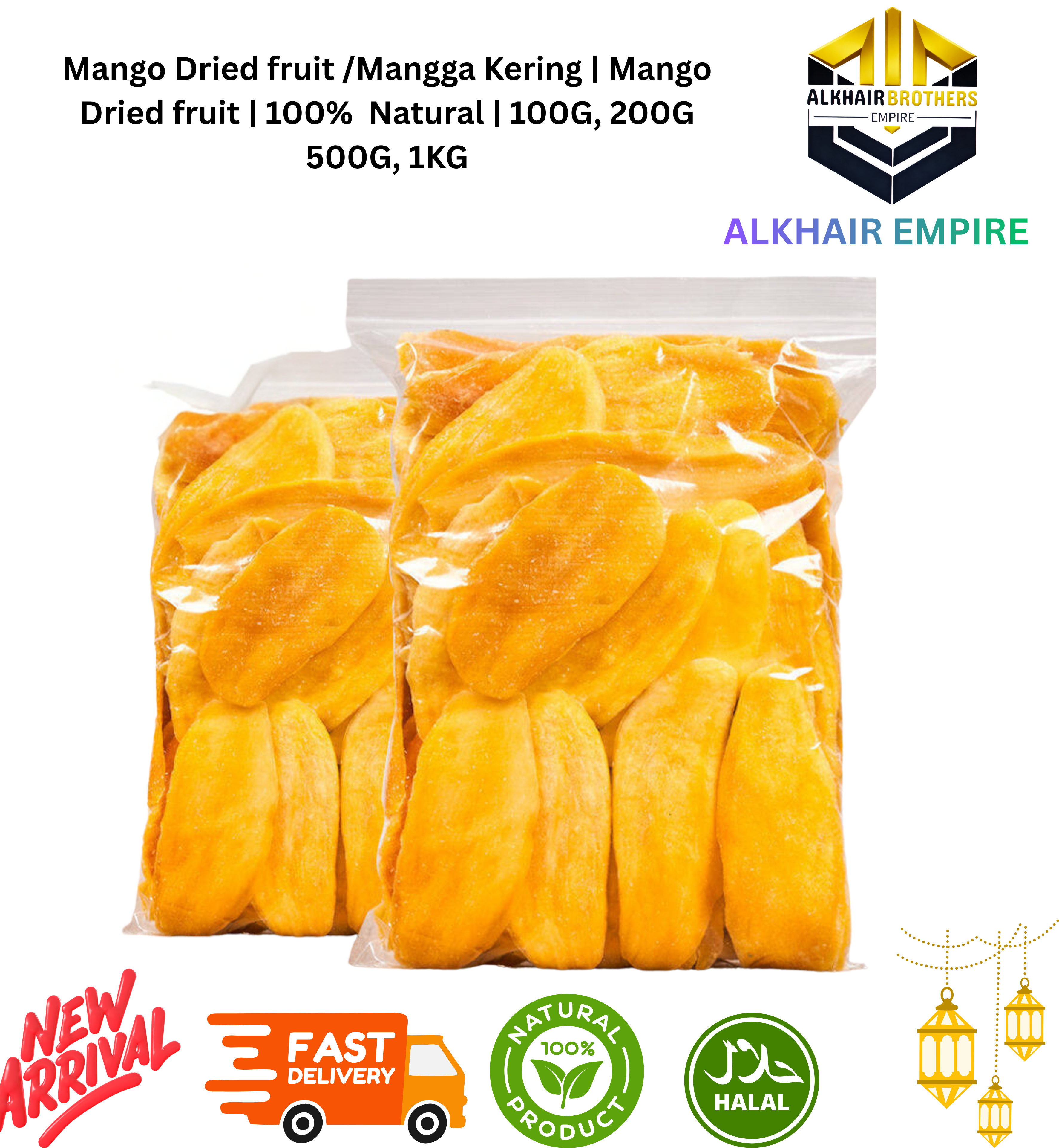 Mango Dried fruit /Mangga Kering | Mango Dried fruit | 100%  Natural | 100G, 200G 500G, 1KG