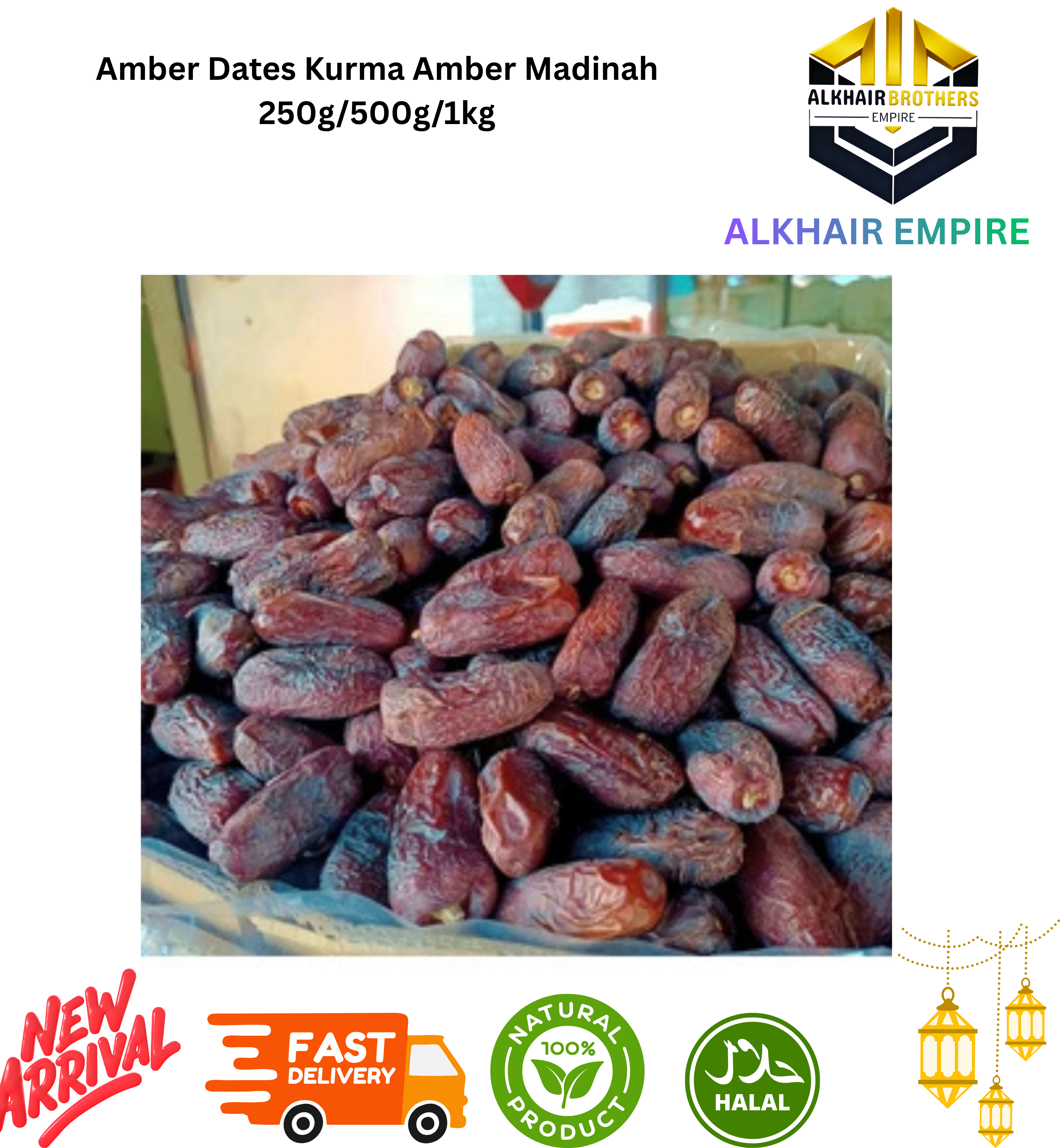 Amber Dates Kurma Amber Madinah  250g/500g/1kg