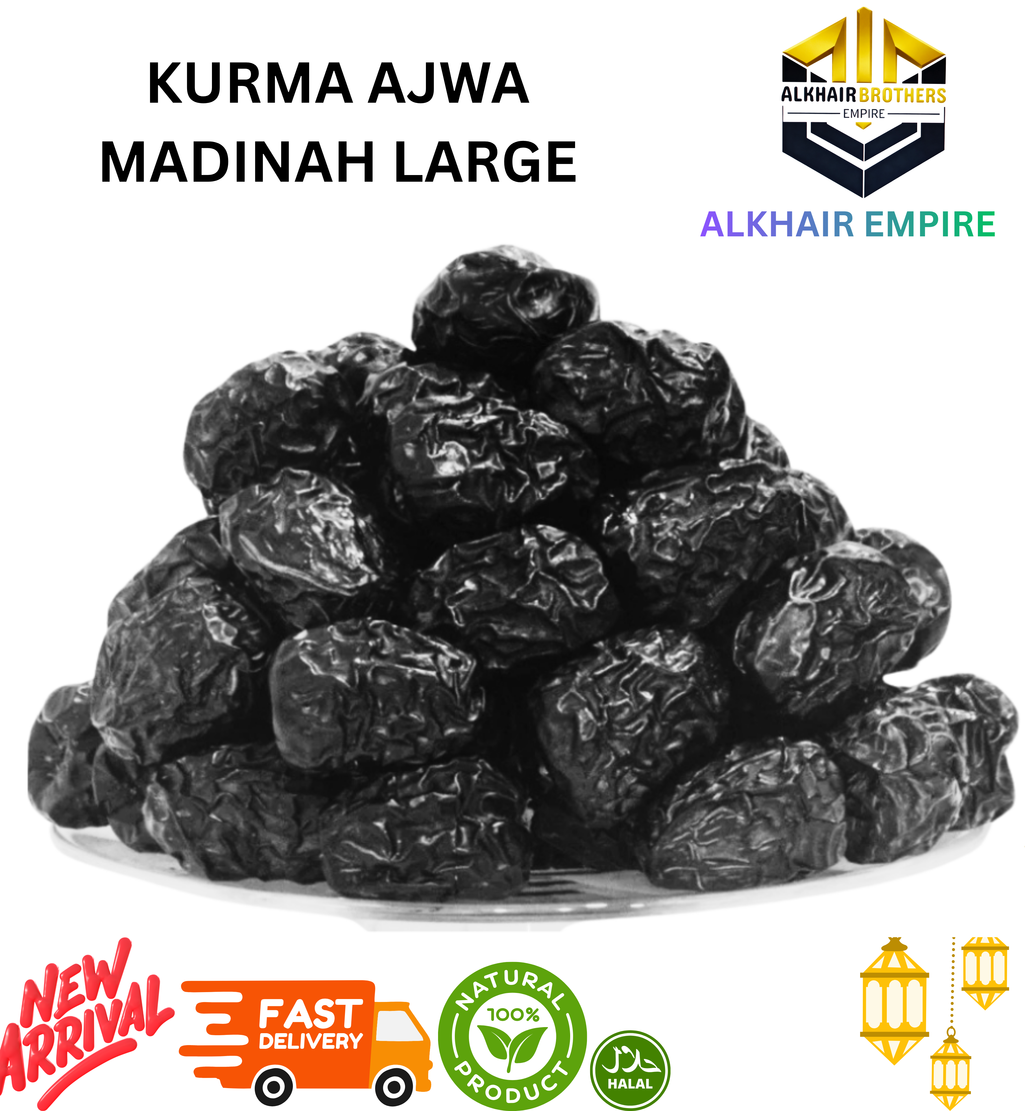 PREMIUM AJWA MADINAH PREMIUM LARGE, FRESH NEW ARRIVAL, 250G 500G 1KG.