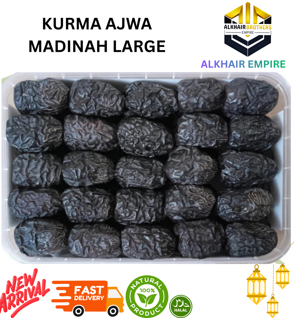 PREMIUM AJWA MADINAH PREMIUM LARGE, FRESH NEW ARRIVAL, 250G 500G 1KG.