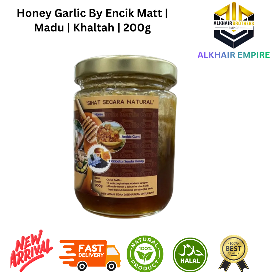 Honey Garlic By Encik Matt | Madu | Khalat | 200g | Natural Halal Product | Fast Delivery | New Arrival