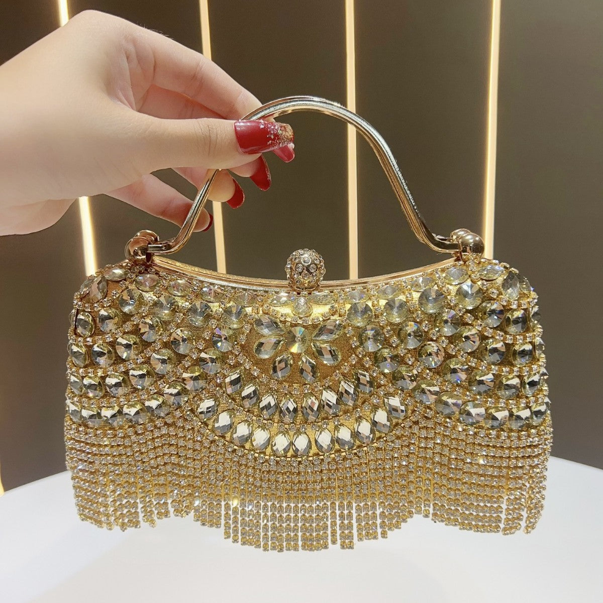 New Cross-border Diamond Clutch Bag Tassel Evening Bag Birthday Wedding Banquet Shoulder Crossbody Dinner Bag
