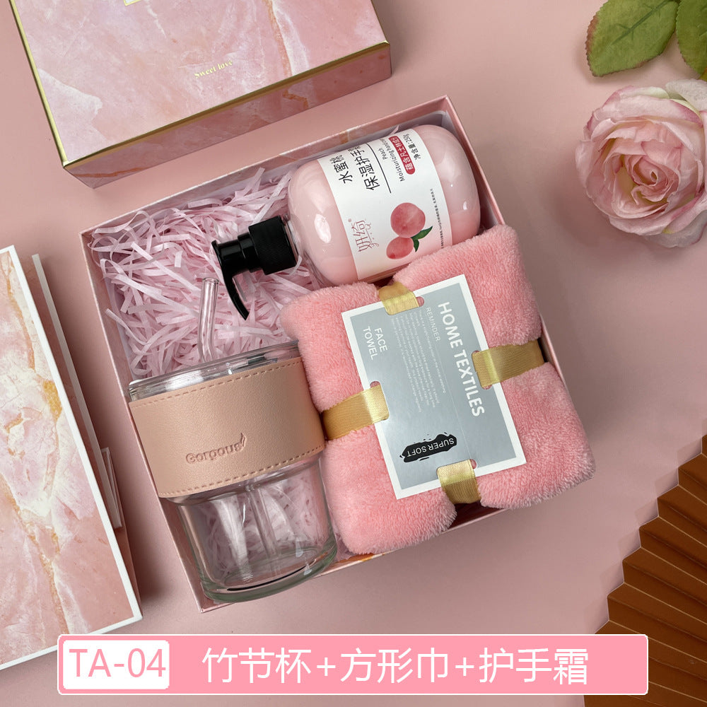 Teacher's Day Souvenirs, Practical Opening Gifts, Corporate Company Gifts for Female Employees and Customers, Cups, Creative Towel Gifts
