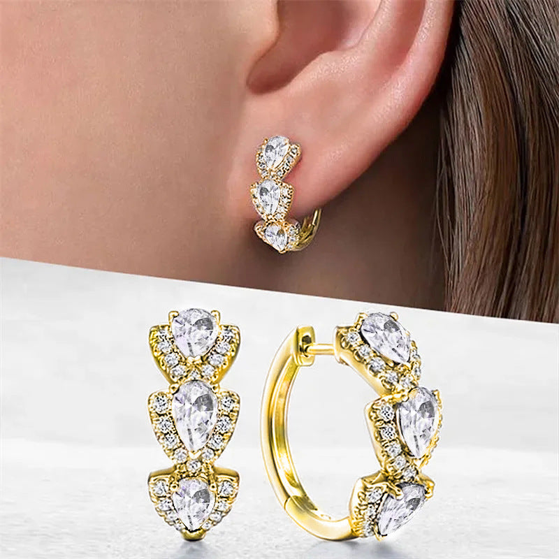 Cao Shi Klein Blue New Zircon Earrings European and American Elegant Lady Accessories Retro Magazine Style Earrings