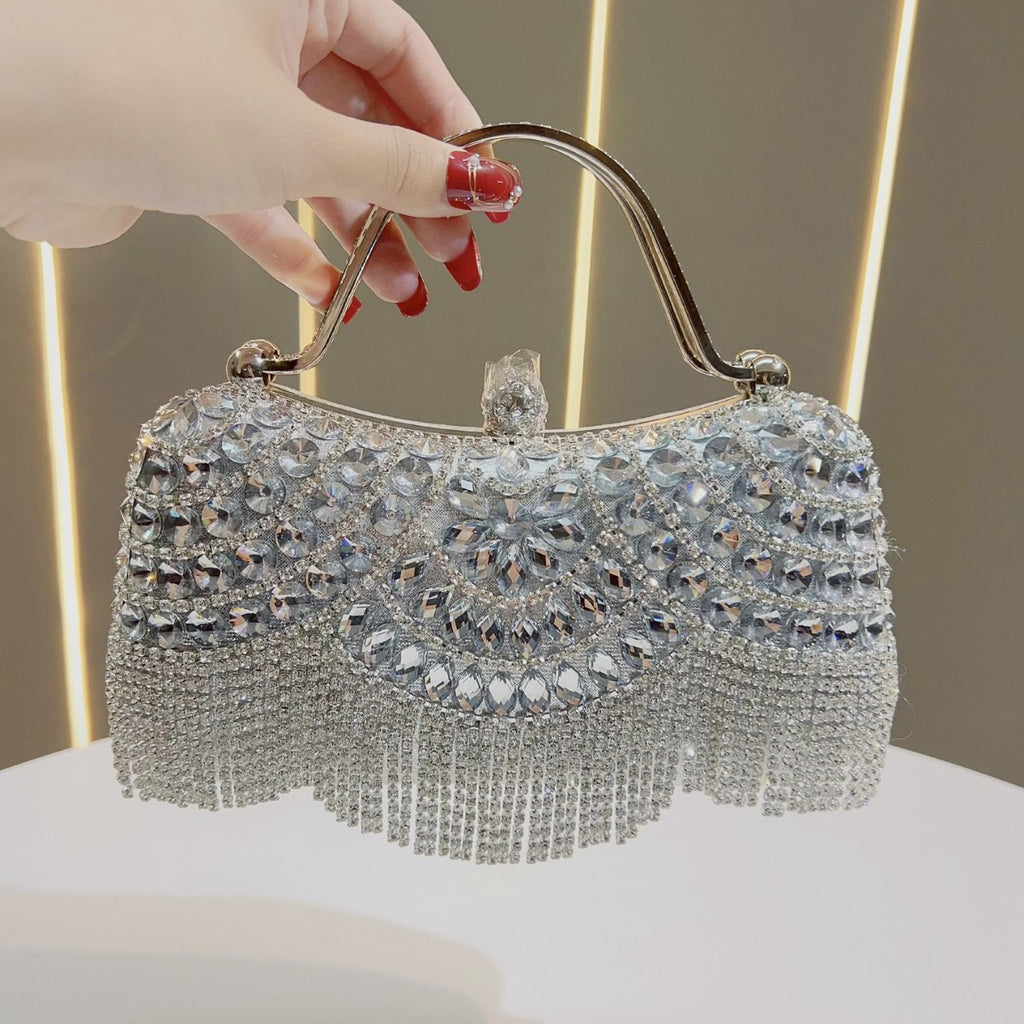 New Cross-border Diamond Clutch Bag Tassel Evening Bag Birthday Wedding Banquet Shoulder Crossbody Dinner Bag