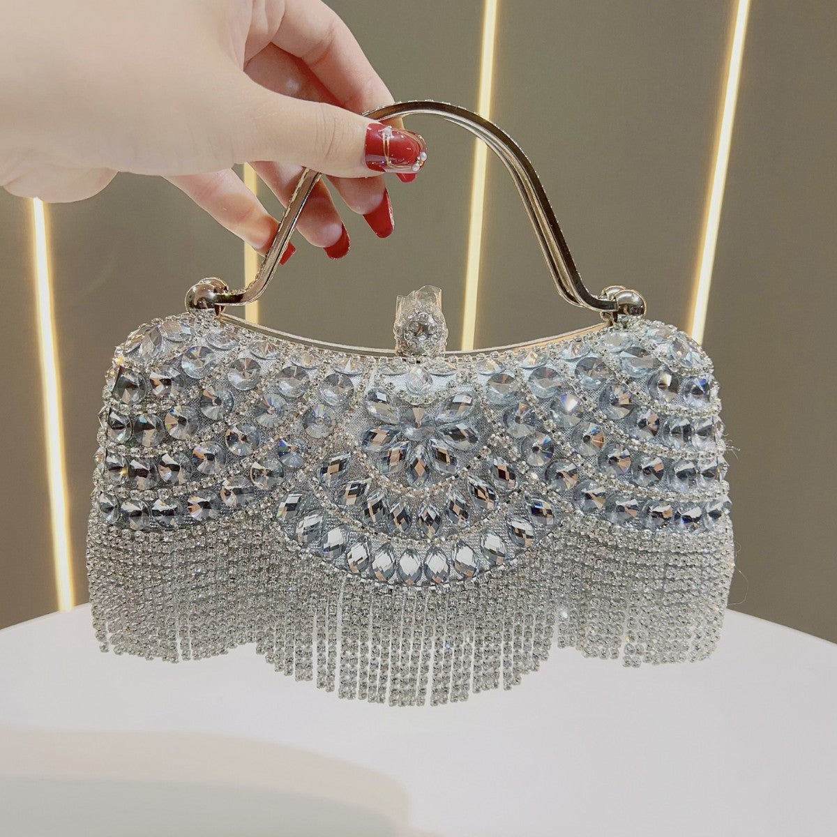 New Cross-border Diamond Clutch Bag Tassel Evening Bag Birthday Wedding Banquet Shoulder Crossbody Dinner Bag