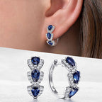 Cao Shi Klein Blue New Zircon Earrings European and American Elegant Lady Accessories Retro Magazine Style Earrings