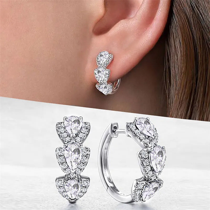 Cao Shi Klein Blue New Zircon Earrings European and American Elegant Lady Accessories Retro Magazine Style Earrings