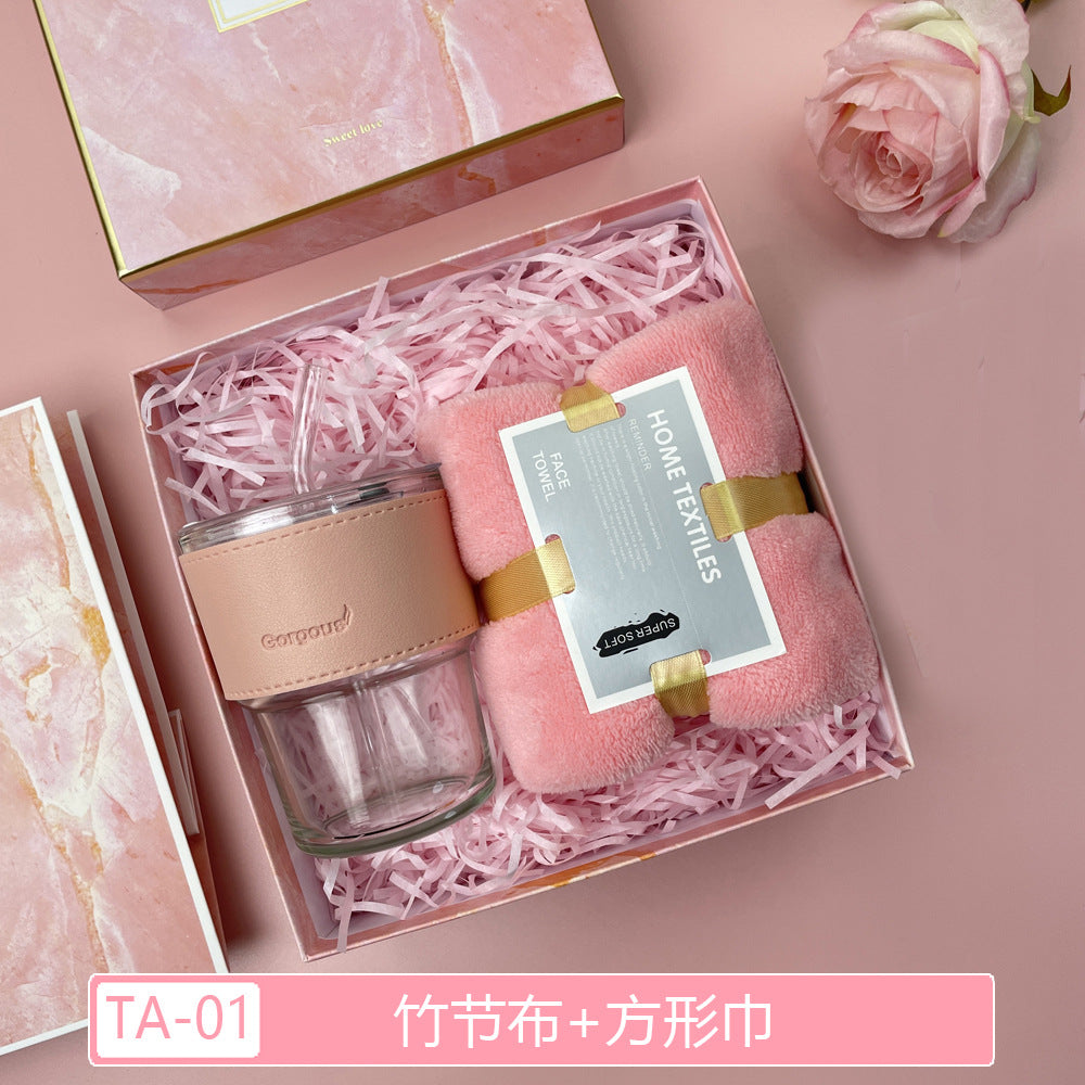 Teacher's Day Souvenirs, Practical Opening Gifts, Corporate Company Gifts for Female Employees and Customers, Cups, Creative Towel Gifts
