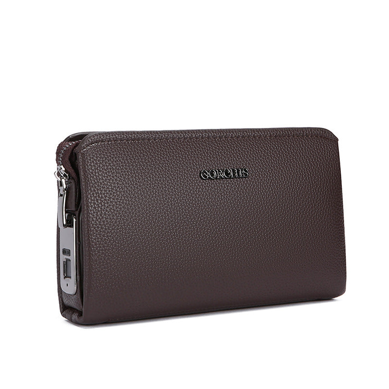 New Men's Clutch Bag Fingerprint Lock Anti-Theft Large Capacity Clutch Bag Wallet Wallet Business High-End Men's Bag