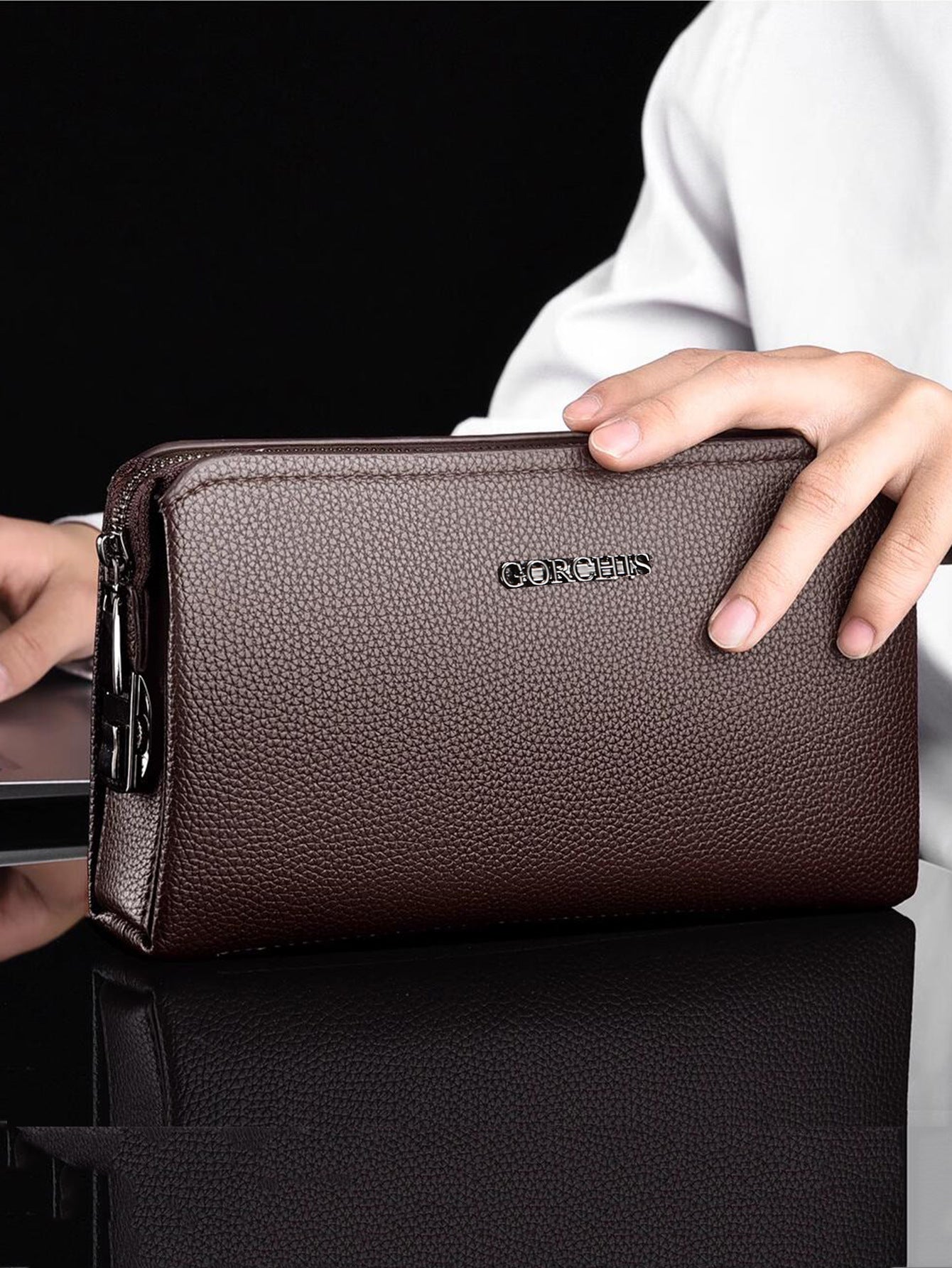 New Men's Clutch Bag Fingerprint Lock Anti-Theft Large Capacity Clutch Bag Wallet Wallet Business High-End Men's Bag