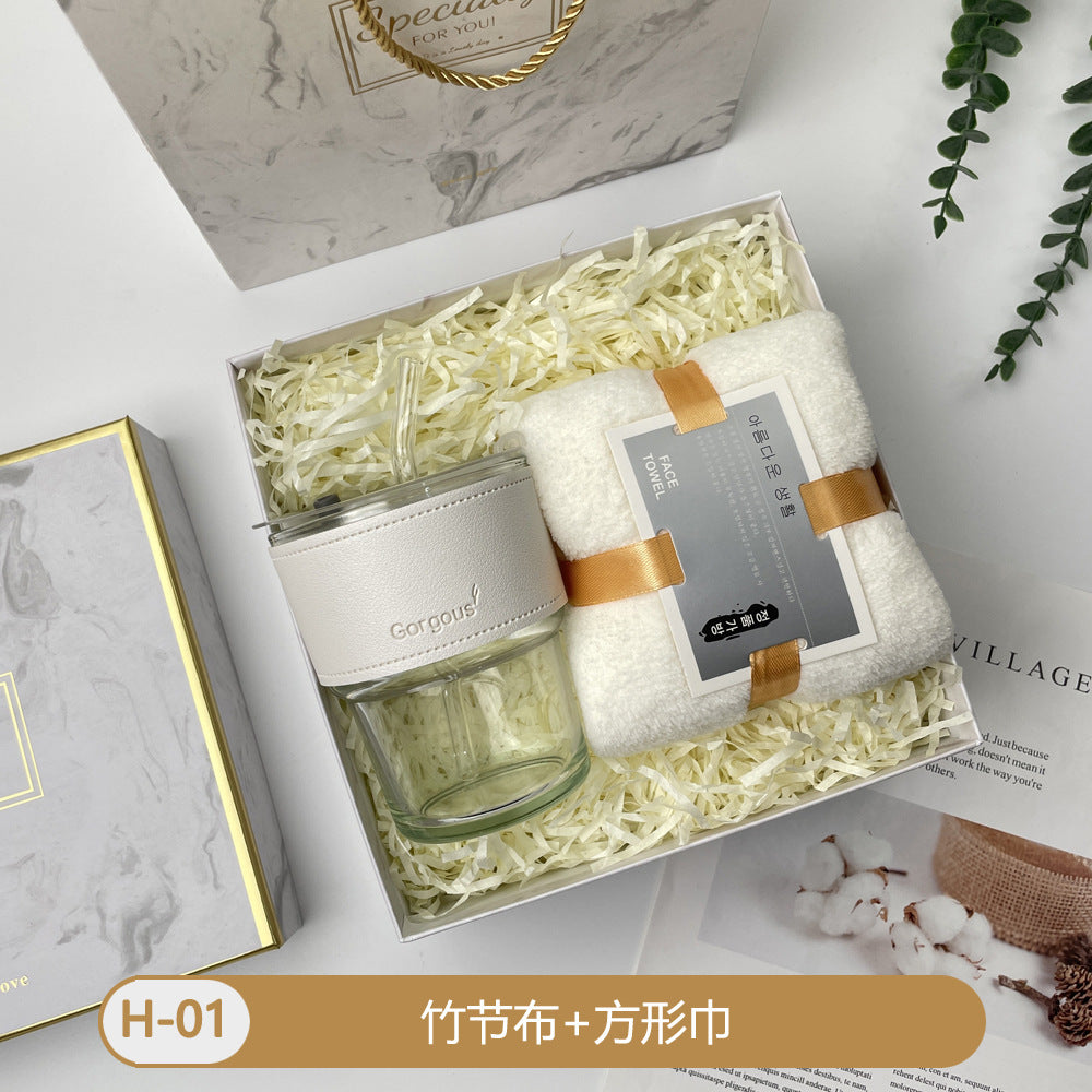 Teacher's Day Souvenirs, Practical Opening Gifts, Corporate Company Gifts for Female Employees and Customers, Cups, Creative Towel Gifts