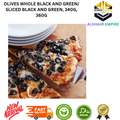 Wadi food and Royal Arm OLIVES /Whole Black and Green Olives /Sliced Black and Green 340g 360g