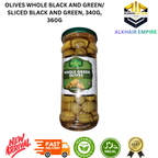 Wadi food and Royal Arm OLIVES /Whole Black and Green Olives /Sliced Black and Green 340g 360g