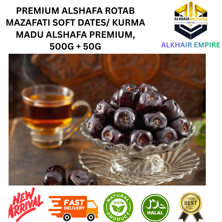 Premium Alshafa Mazafati Soft Dates , 500g + 50g, Halal, Natural Product, New Arrival, Fast Delivery