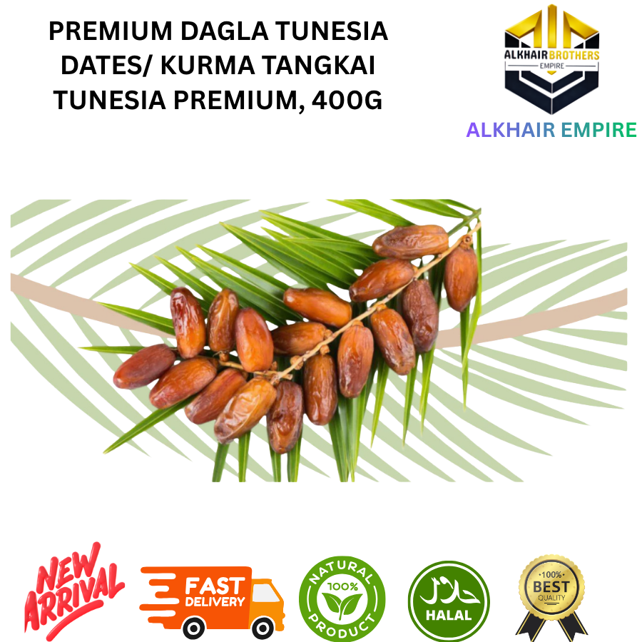 Premium Deglet NOUR Tunisia Dates Kurma Tangkai Tunesia Premium 400g