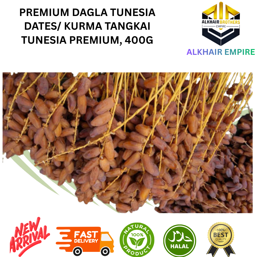 Premium Deglet NOUR Tunisia Dates Kurma Tangkai Tunesia Premium 400g