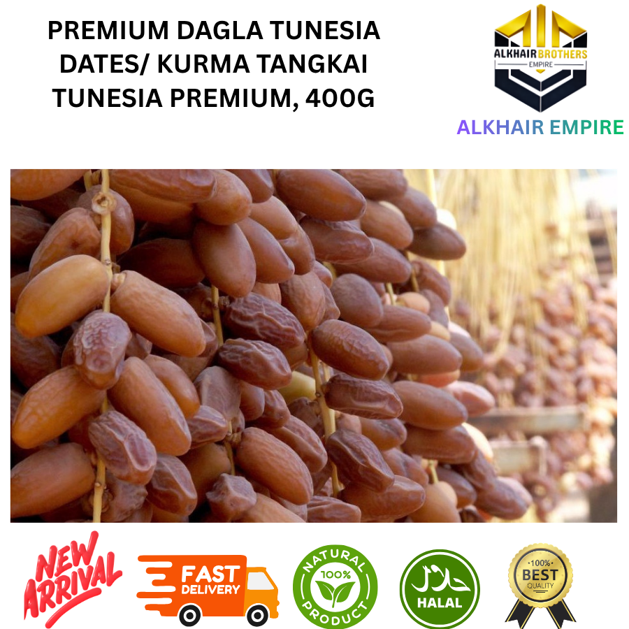 Premium Deglet NOUR Tunisia Dates Kurma Tangkai Tunesia Premium 400g
