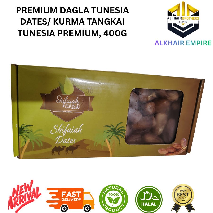 Premium Deglet NOUR Tunisia Dates Kurma Tangkai Tunesia Premium 400g