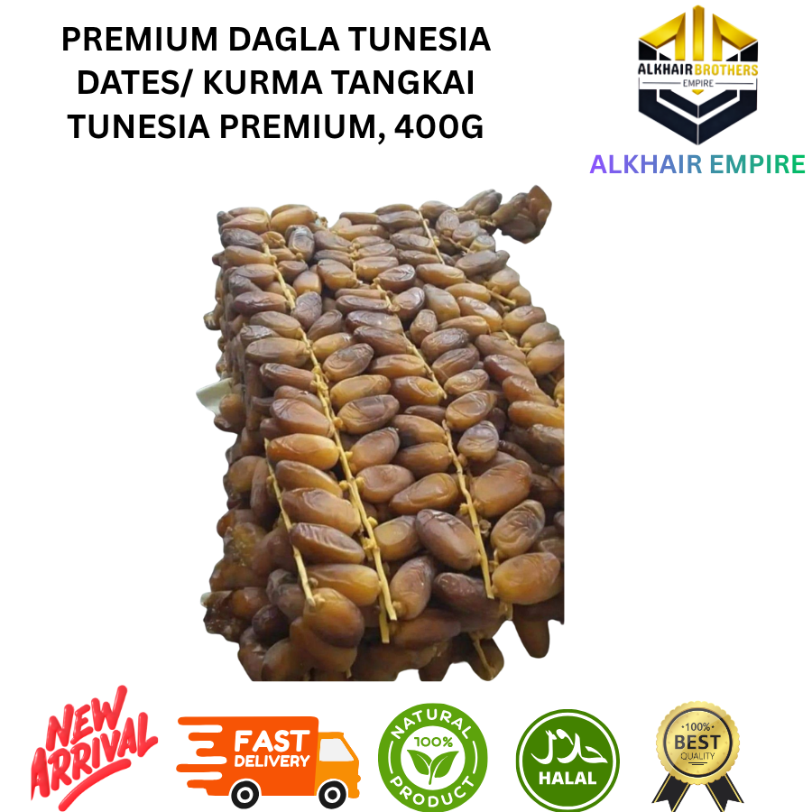 Premium Deglet NOUR Tunisia Dates Kurma Tangkai Tunesia Premium 400g