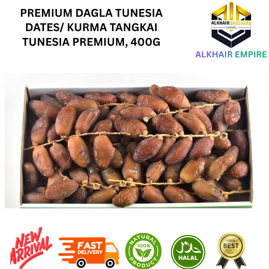 Premium Deglet NOUR Tunisia Dates Kurma Tangkai Tunesia Premium 400g