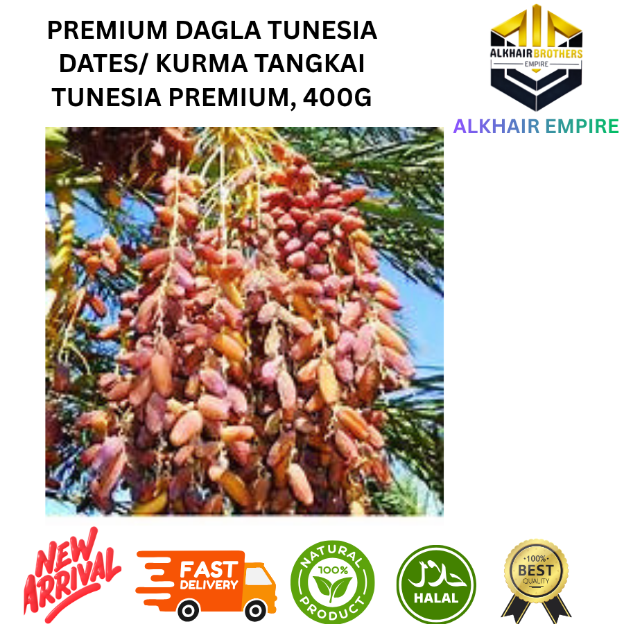 Premium Deglet NOUR Tunisia Dates Kurma Tangkai Tunesia Premium 400g