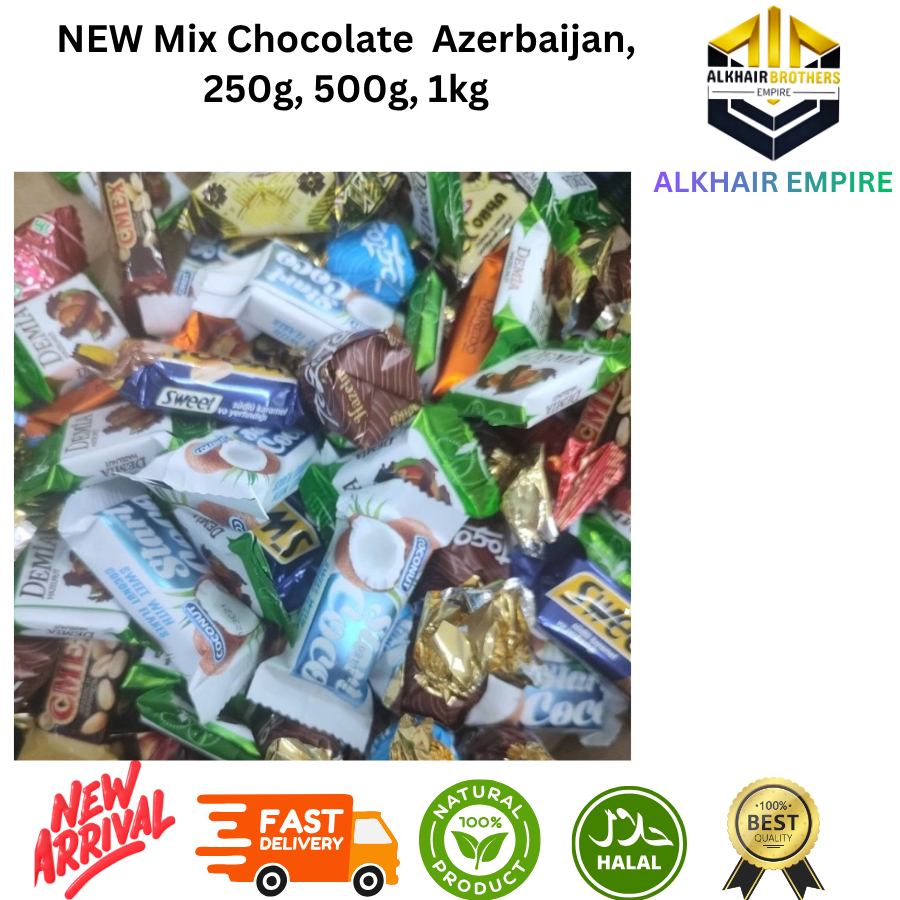 NEW Mix Chocolate Azerbaijan 100g 200g 400g 600g 1kg Sweet with strawberry hazelnut orange milk filling coconut pieces peanut & raisin peanut & rice crisps chocolate mousse flavor MILKOF BELMONTE
