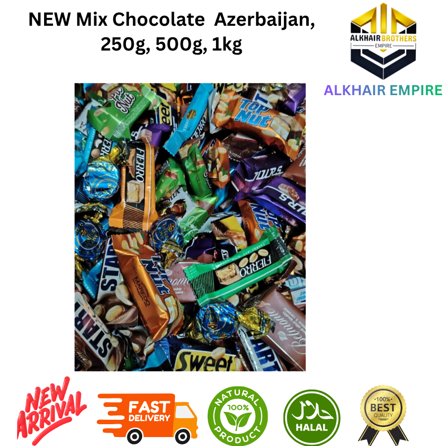 NEW Mix Chocolate Azerbaijan 100g 200g 400g 600g 1kg Sweet with strawberry hazelnut orange milk filling coconut pieces peanut & raisin peanut & rice crisps chocolate mousse flavor MILKOF BELMONTE