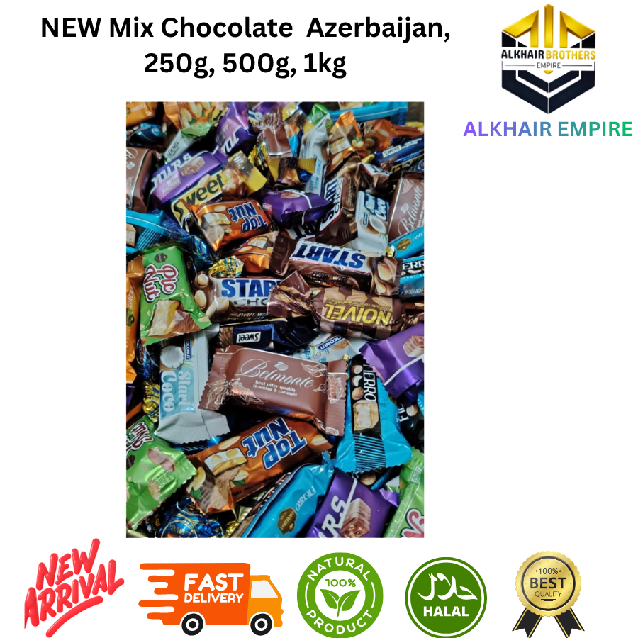 NEW Mix Chocolate Azerbaijan 100g 200g 400g 600g 1kg Sweet with strawberry hazelnut orange milk filling coconut pieces peanut & raisin peanut & rice crisps chocolate mousse flavor MILKOF BELMONTE