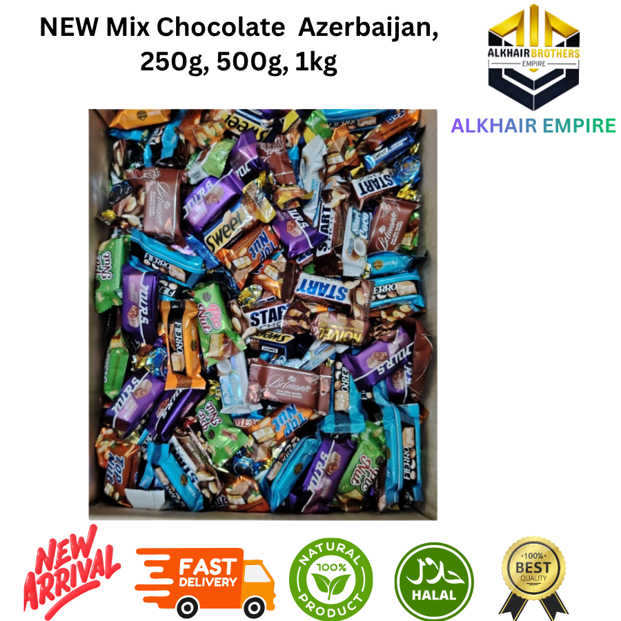 NEW Mix Chocolate Azerbaijan 100g 200g 400g 600g 1kg Sweet with strawberry hazelnut orange milk filling coconut pieces peanut & raisin peanut & rice crisps chocolate mousse flavor MILKOF BELMONTE