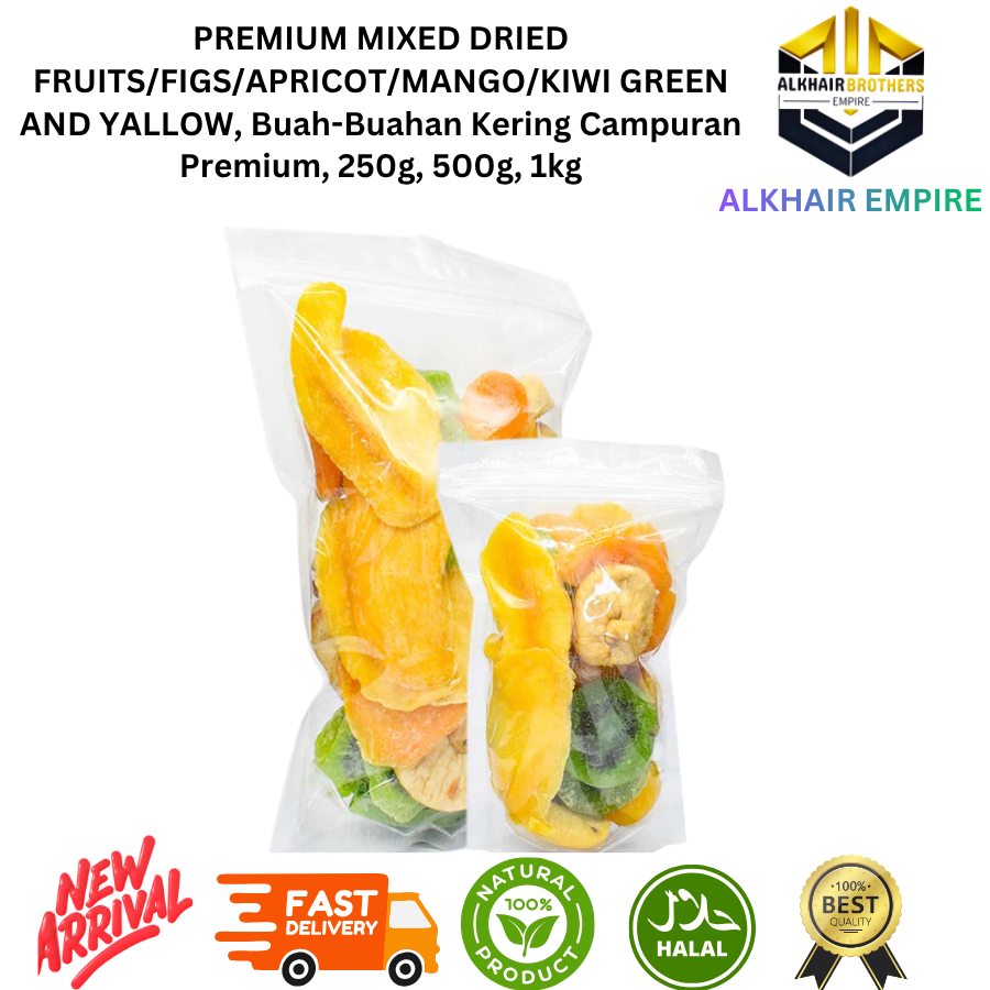 Premium Mixed Dried Fruits: Apricot, Mango, Green and Yellow Kiwi , 250g, 500g, 1kg