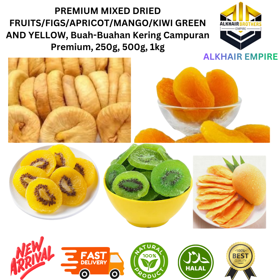 Premium Mixed Dried Fruits: Apricot, Mango, Green and Yellow Kiwi , 250g, 500g, 1kg