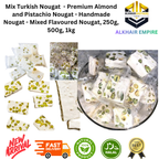 Mix Turkish Nougat Premium Almond and Pistachio Handmade Nougat Mixed Flavoured Nougat 250g 500g 1kg Halal Natural Product Fast Delivery New Arrival
